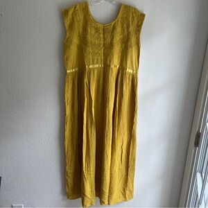 Yellow Oversized Summer Dress with Detailing